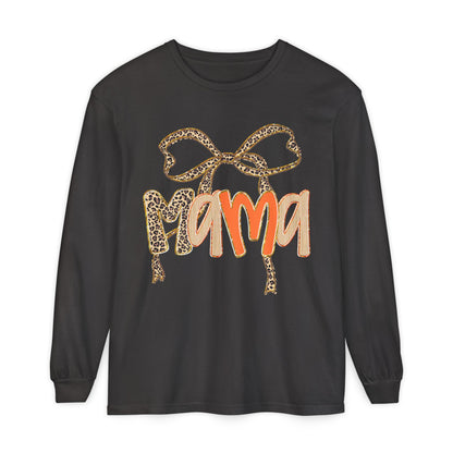Mama Leopard Print Long Sleeve Tee, Cute Mama Shirt, Gift for Moms, Fall Fashion, Casual Wear, Birthday Gift for Her