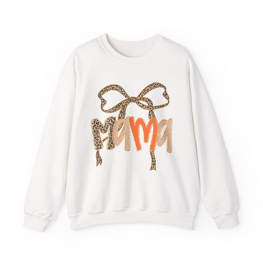 Mama Bow Crewneck Sweatshirt - Gift for Moms, Cute Mama Sweater, Cozy Fall Wear, Mother's Day Gift, Animal Print Sweatshirt
