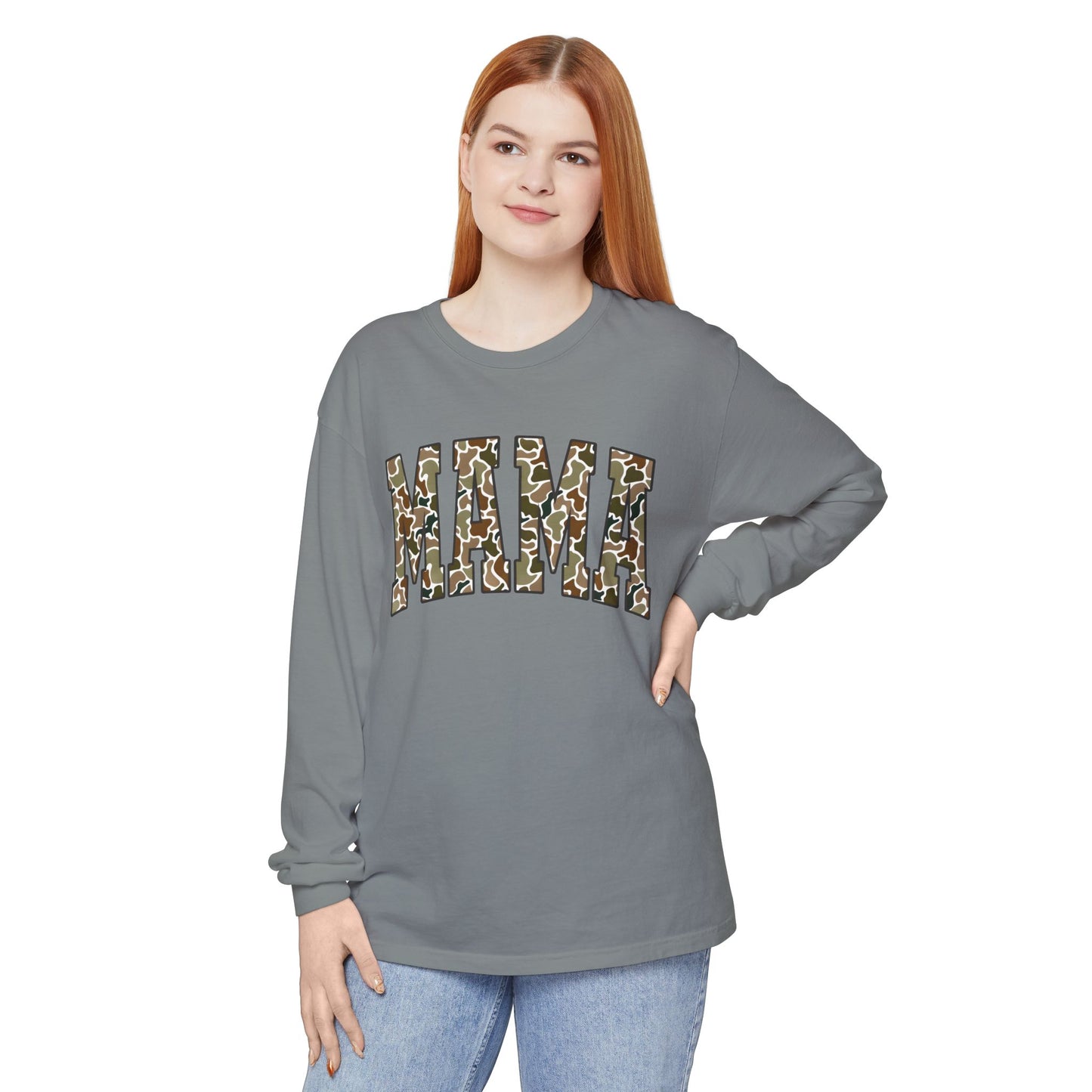 Unisex Long Sleeve T-Shirt, Camo Mama Tee, Perfect Gift for Moms, Casual Wear, Everyday Comfort