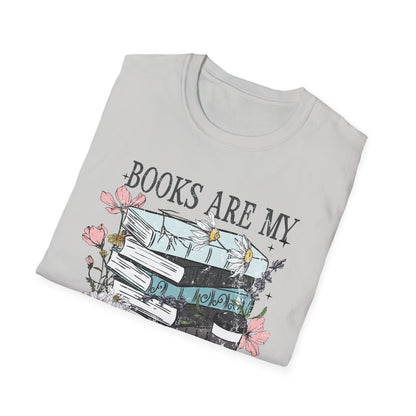 Books Are My Therapy Unisex Softstyle T-Shirt, Book Lover Gift, Reading Shirt, Literary Gift, Bookish Apparel, Cozy Outfit
