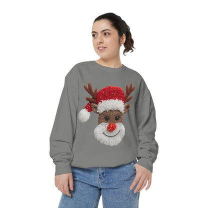 Festive Reindeer Sweatshirt Comfort Colors