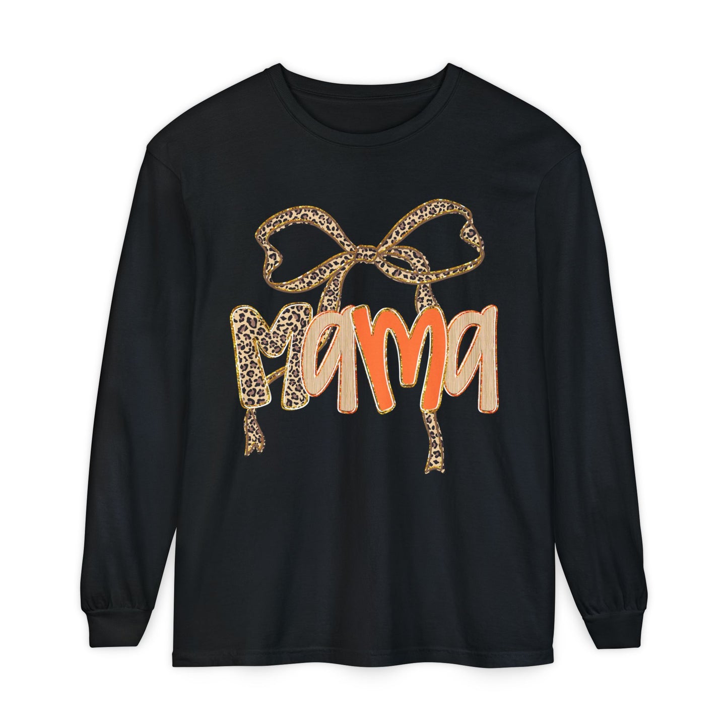 Mama Leopard Print Long Sleeve Tee, Cute Mama Shirt, Gift for Moms, Fall Fashion, Casual Wear, Birthday Gift for Her