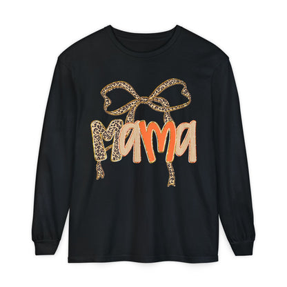 Mama Leopard Print Long Sleeve Tee, Cute Mama Shirt, Gift for Moms, Fall Fashion, Casual Wear, Birthday Gift for Her