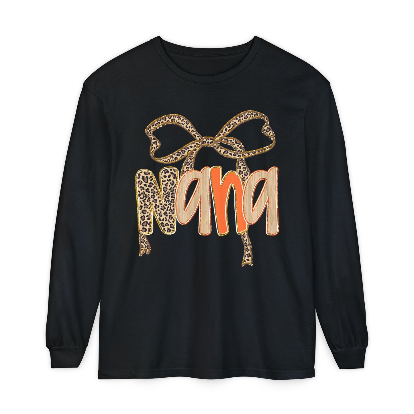 Nana Leopard Print Long Sleeve T-Shirt, Gift for Nana, Birthday Gift, Mother's Day Shirt, Animal Print Tee, Fall Apparel
