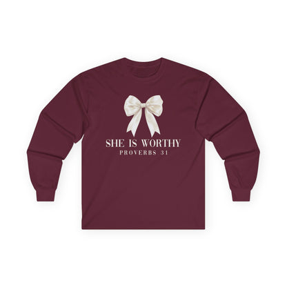 She is Worthy Gildan Longsleeve