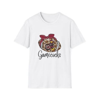 Leopard Print Gamecocks T-Shirt, Trendy Unisex Tee, Casual Outfit, Game Day Apparel, Sports Fan Shirt, Stylish Everyday Wear