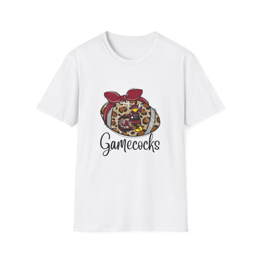 Leopard Print Gamecocks T-Shirt, Trendy Unisex Tee, Casual Outfit, Game Day Apparel, Sports Fan Shirt, Stylish Everyday Wear