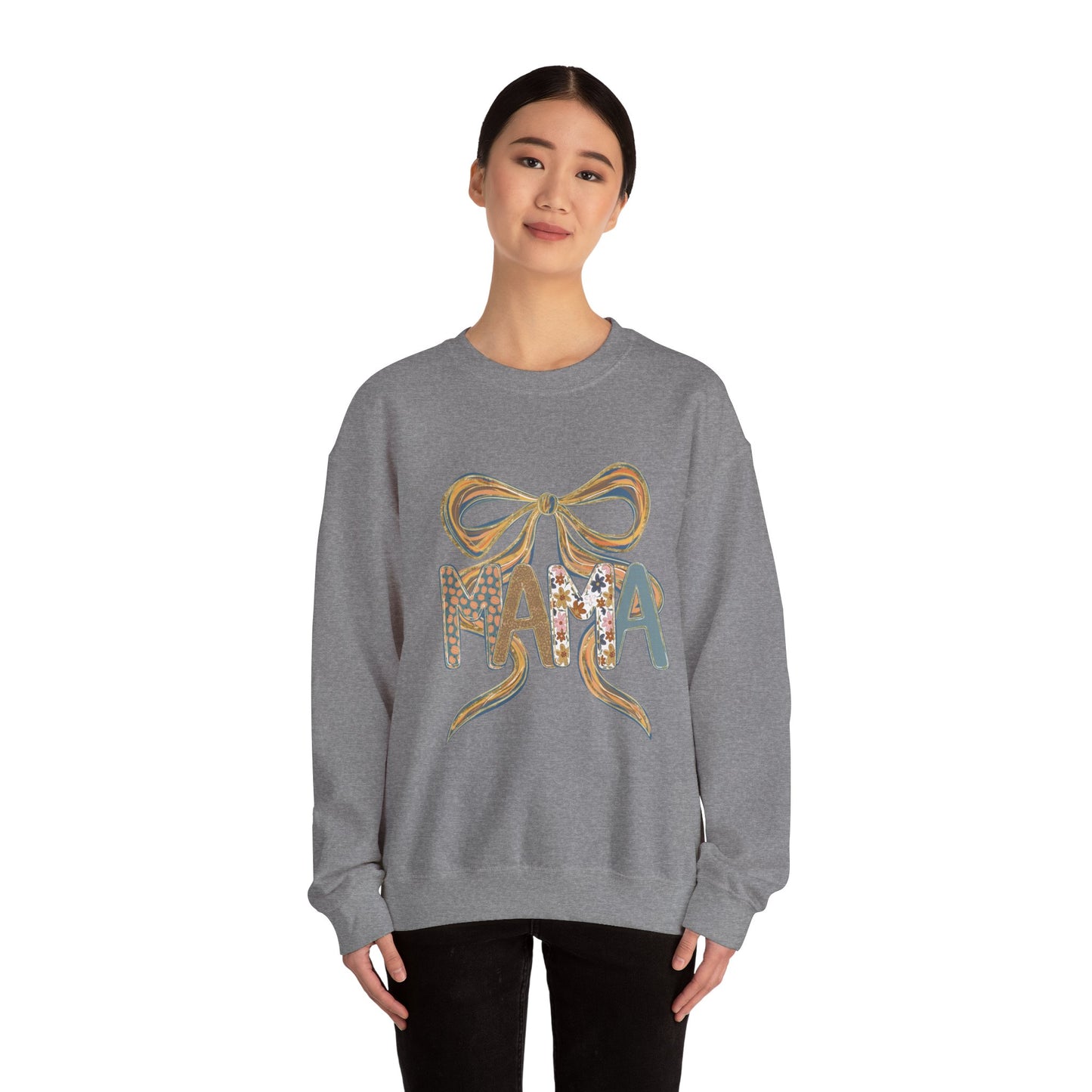 Floral Bow Mama Sweatshirt - Cozy Gift for Moms, Spring Fashion, Mother's Day, Birthday Present, Everyday Wear