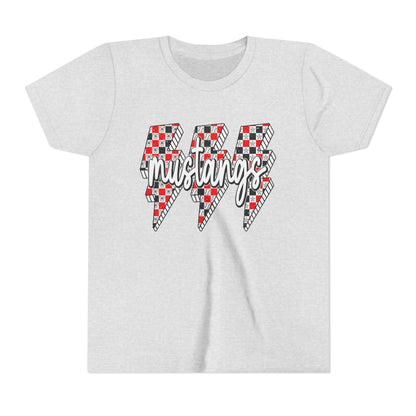 Youth Short Sleeve Tee with Mustangs Design – Perfect for Sports Fans, Team Spirit, Gifts, Birthdays, Back to School