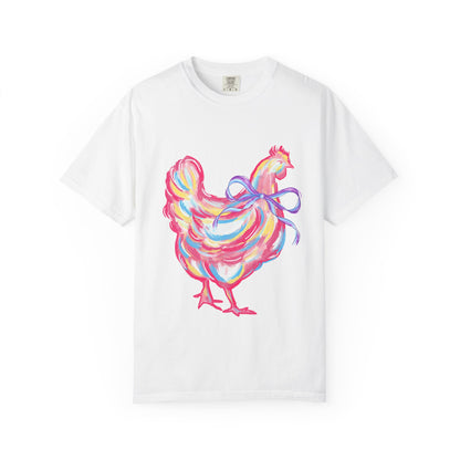 Colorful Chicken T-Shirt - Whimsical Farm Animal Tee, Gift for Animal Lovers, Unique Art Shirt, Cozy Casual Wear, Fun Birthday Present