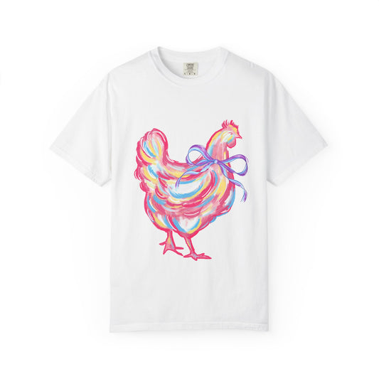 Colorful Chicken T-Shirt - Whimsical Farm Animal Tee, Gift for Animal Lovers, Unique Art Shirt, Cozy Casual Wear, Fun Birthday Present