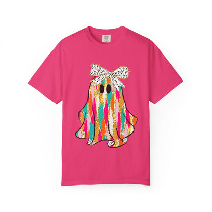 Colorful Ghost Graphic T-Shirt, Fun Unisex Tee, Halloween Shirt, Gift for Kids, Casual Wear, Festival Clothing