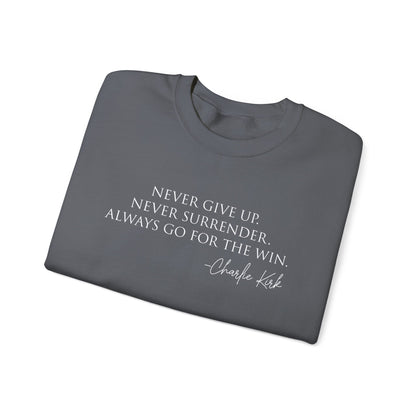 Motivational Crewneck Sweatshirt - Never Give Up, Inspirational Gift, Cozy Sweatshirt, Unisex Apparel, Perfect for Fitness and Everyday Wear