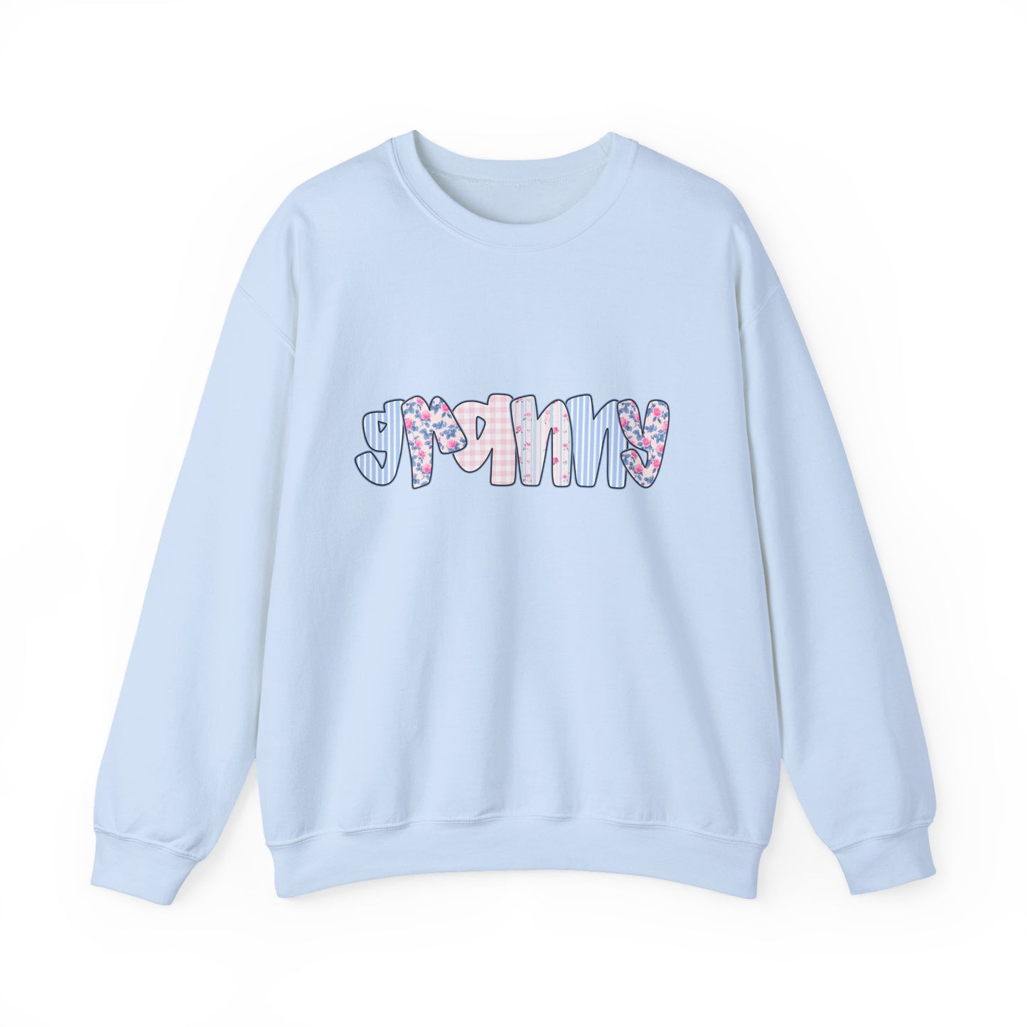 Granny Pink & Blue Floral Crewneck
