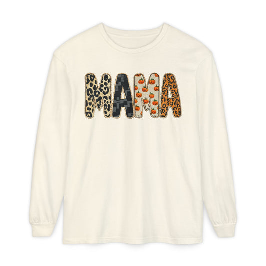 Unisex Mama Long Sleeve Tee, Cozy Graphic Top for Moms, Mother's Day Gift, Casual Wear, Animal Print Style