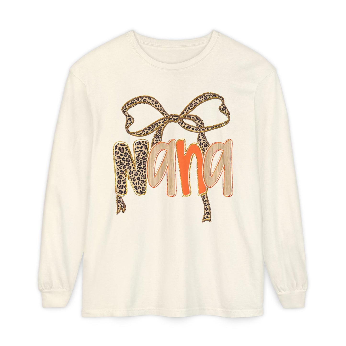 Nana Leopard Print Long Sleeve T-Shirt, Gift for Nana, Birthday Gift, Mother's Day Shirt, Animal Print Tee, Fall Apparel
