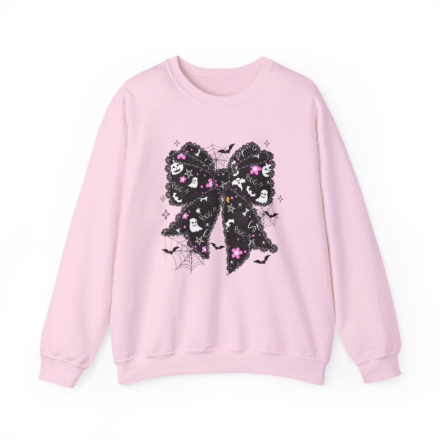 Chic Floral Bow Sweatshirt, Unisex Crewneck, Cozy Fall Fashion, Gift for Her, Perfect for Halloween & Everyday Style