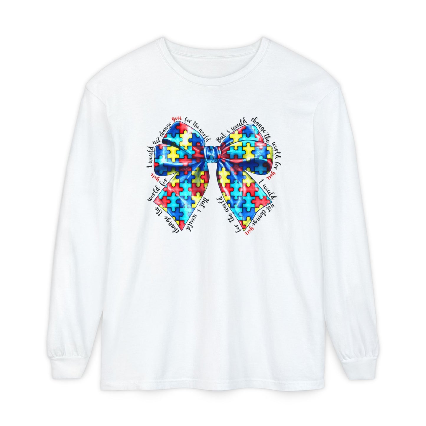 Autism Puzzle Bow Long Sleeve T-Shirt