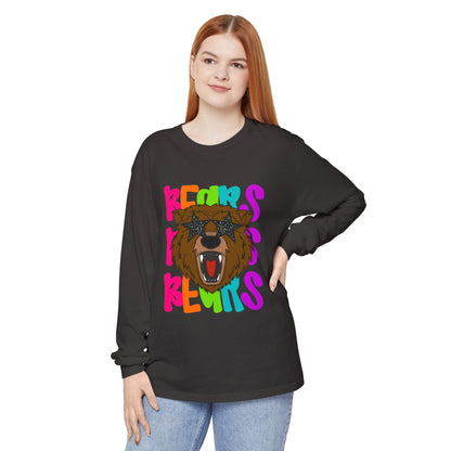 Cool Bear Graphic Long Sleeve Tee, Unisex Casual T-Shirt, Animal Lovers Gift, Trendy Apparel, Fun Statement Shirt