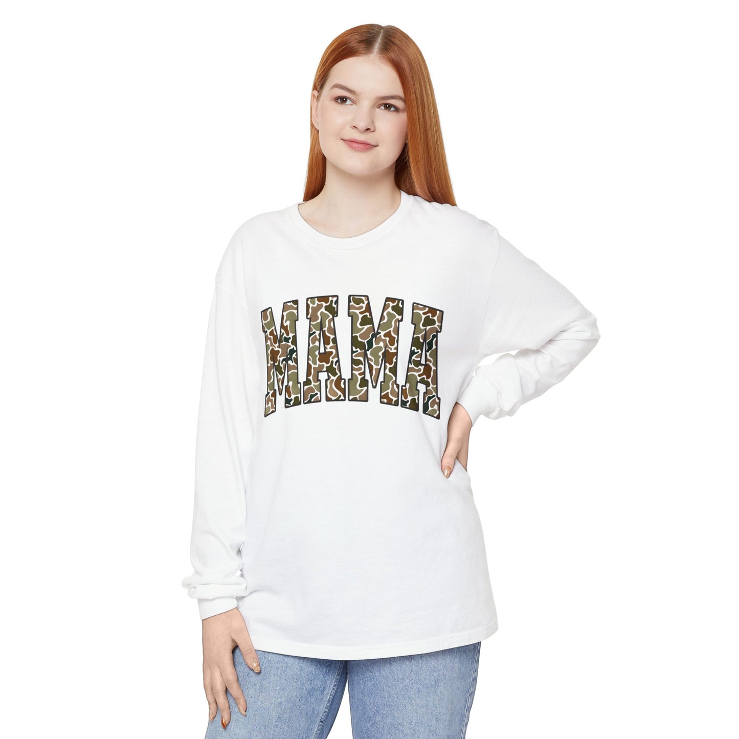 Unisex Long Sleeve T-Shirt, Camo Mama Tee, Perfect Gift for Moms, Casual Wear, Everyday Comfort