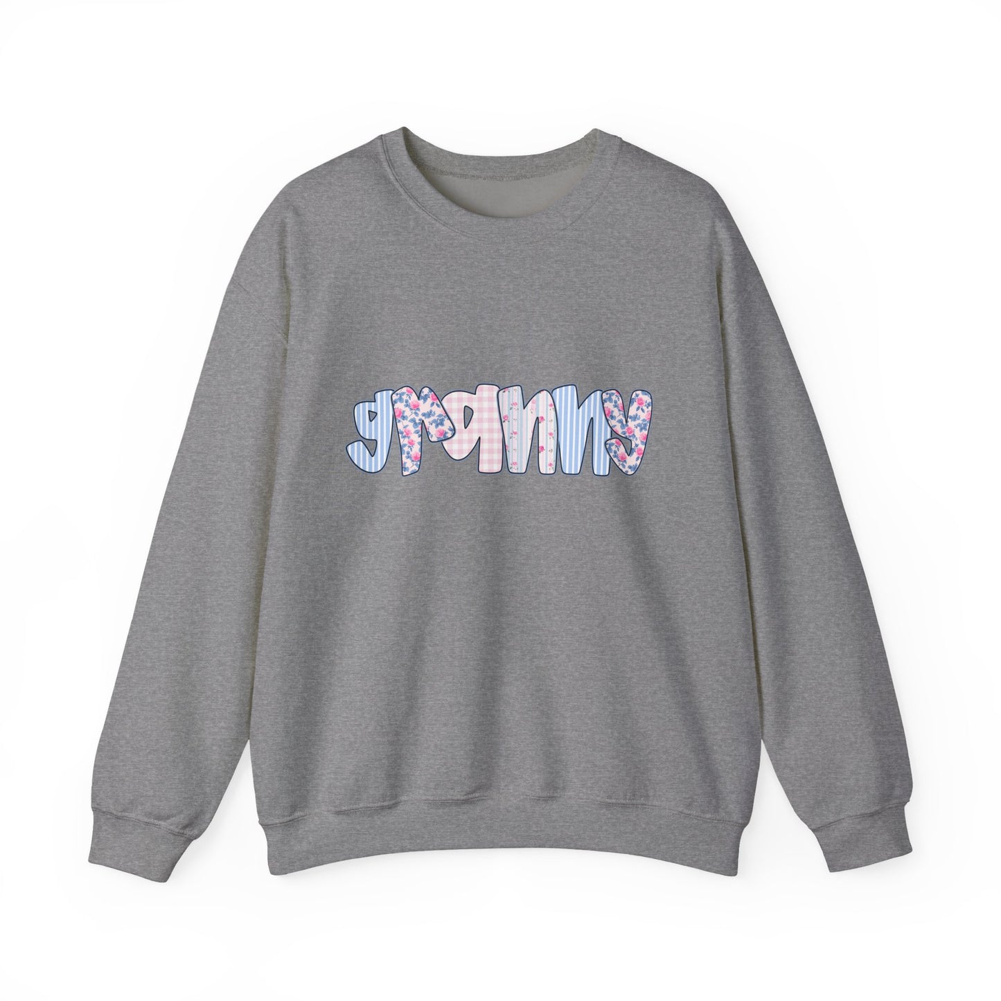 Granny Pink & Blue Floral Crewneck