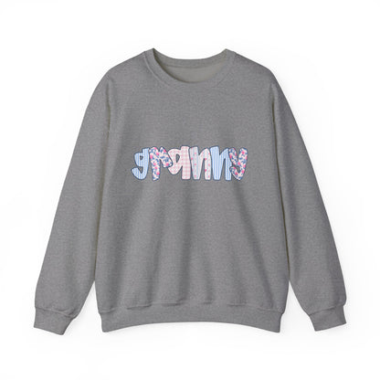 Granny Pink & Blue Floral Crewneck