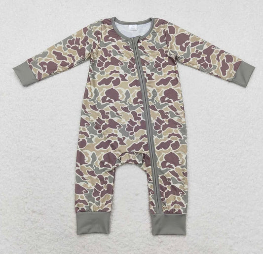 Brown Camo Long Sleeve Bamboo Romper