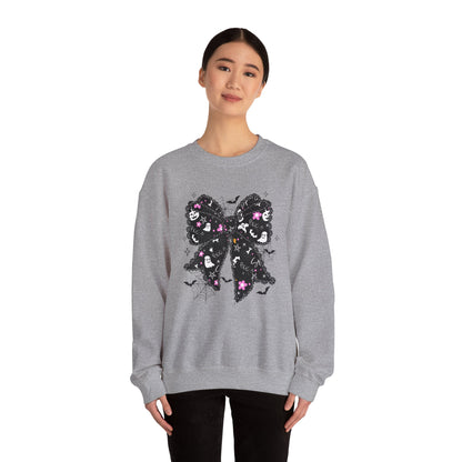 Chic Floral Bow Sweatshirt, Unisex Crewneck, Cozy Fall Fashion, Gift for Her, Perfect for Halloween & Everyday Style