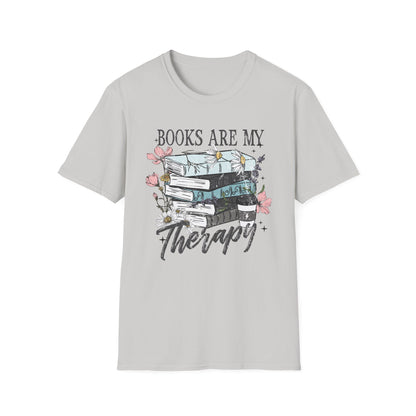 Books Are My Therapy Unisex Softstyle T-Shirt, Book Lover Gift, Reading Shirt, Literary Gift, Bookish Apparel, Cozy Outfit