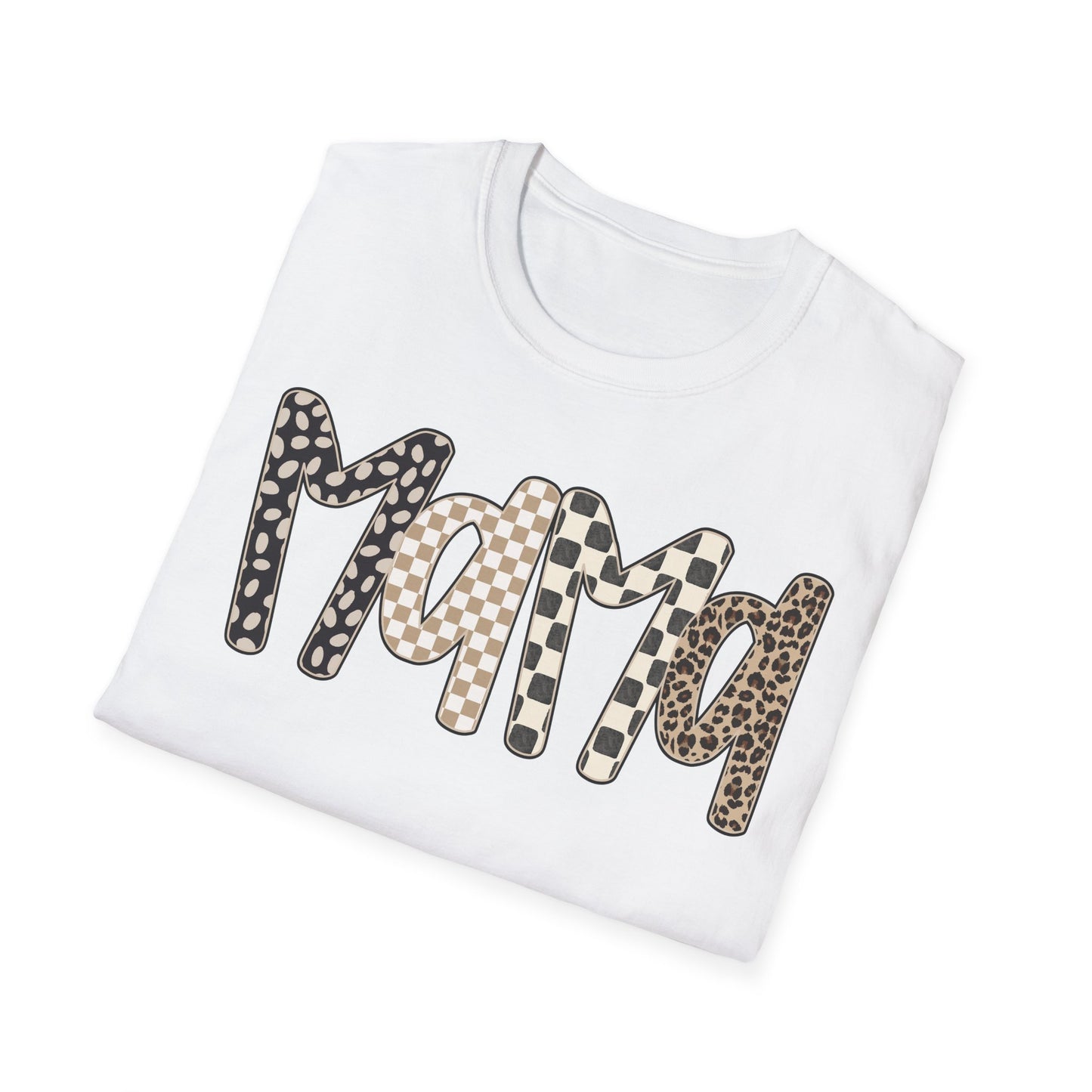 Mama Leopard & Checkered Print T-Shirt