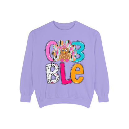 Cozy & Fun Garment-Dyed Sweatshirt with Colorful 'GOBBLE' Design