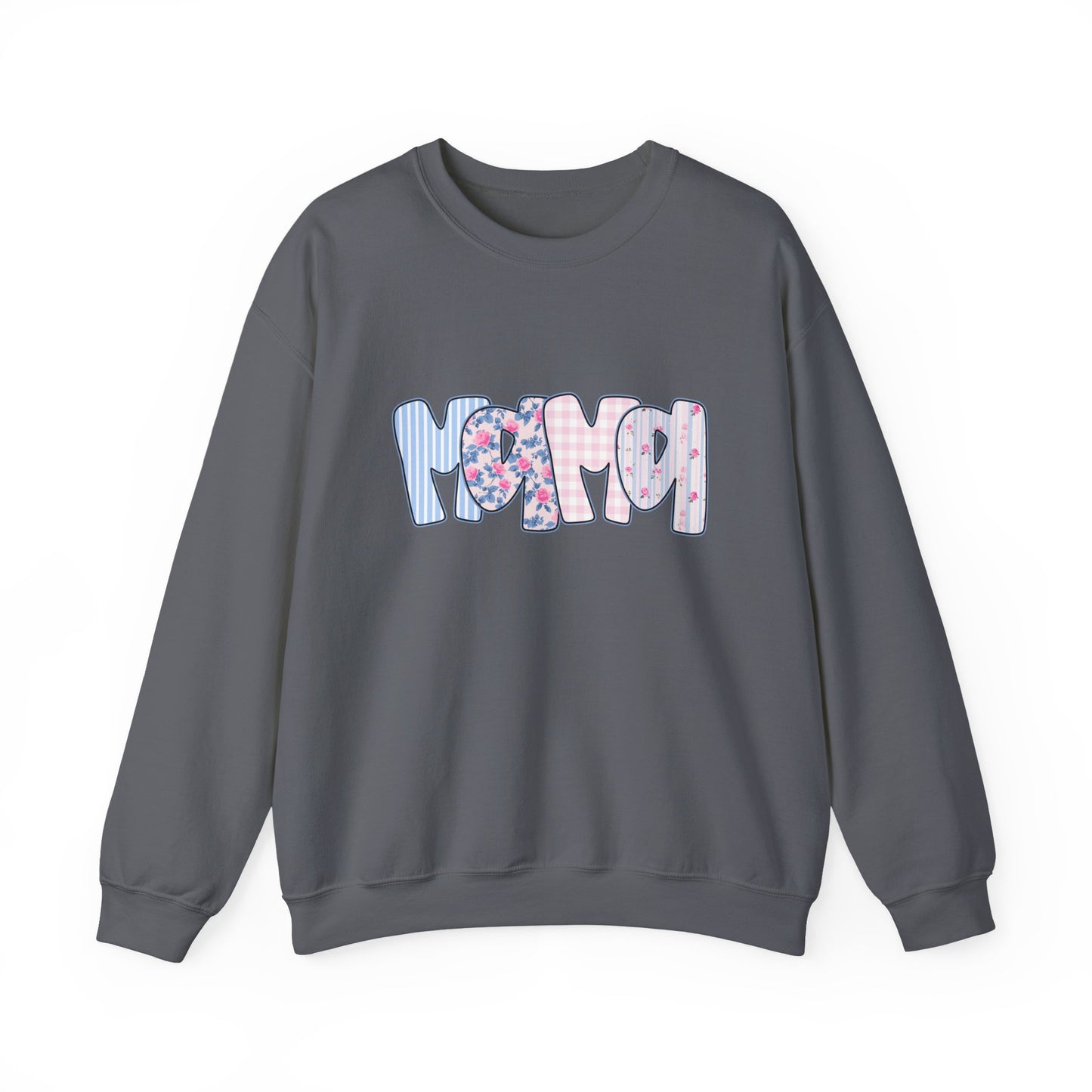 Mama Pink & Blue Floral Crewneck