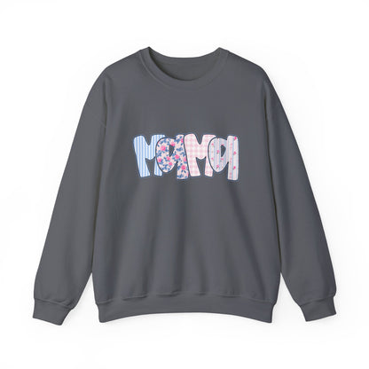 Mama Pink & Blue Floral Crewneck