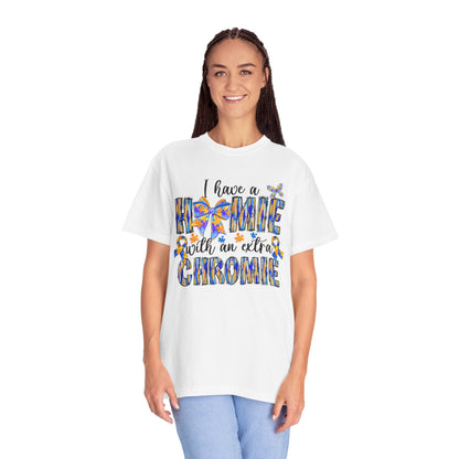 Colorful Unisex T-Shirt: "I Have a Homie with an Extra Chromie" - Gift for Friends, Pride, Inclusive Fashion, BFF Gifts, Celebratory Attire