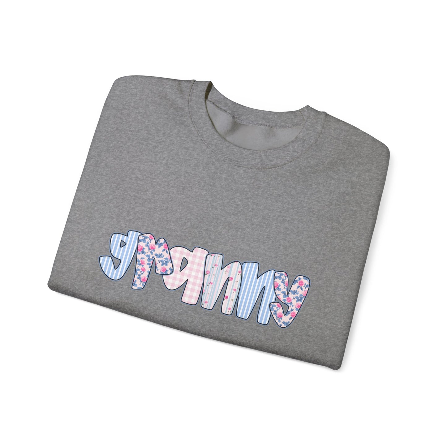 Granny Pink & Blue Floral Crewneck