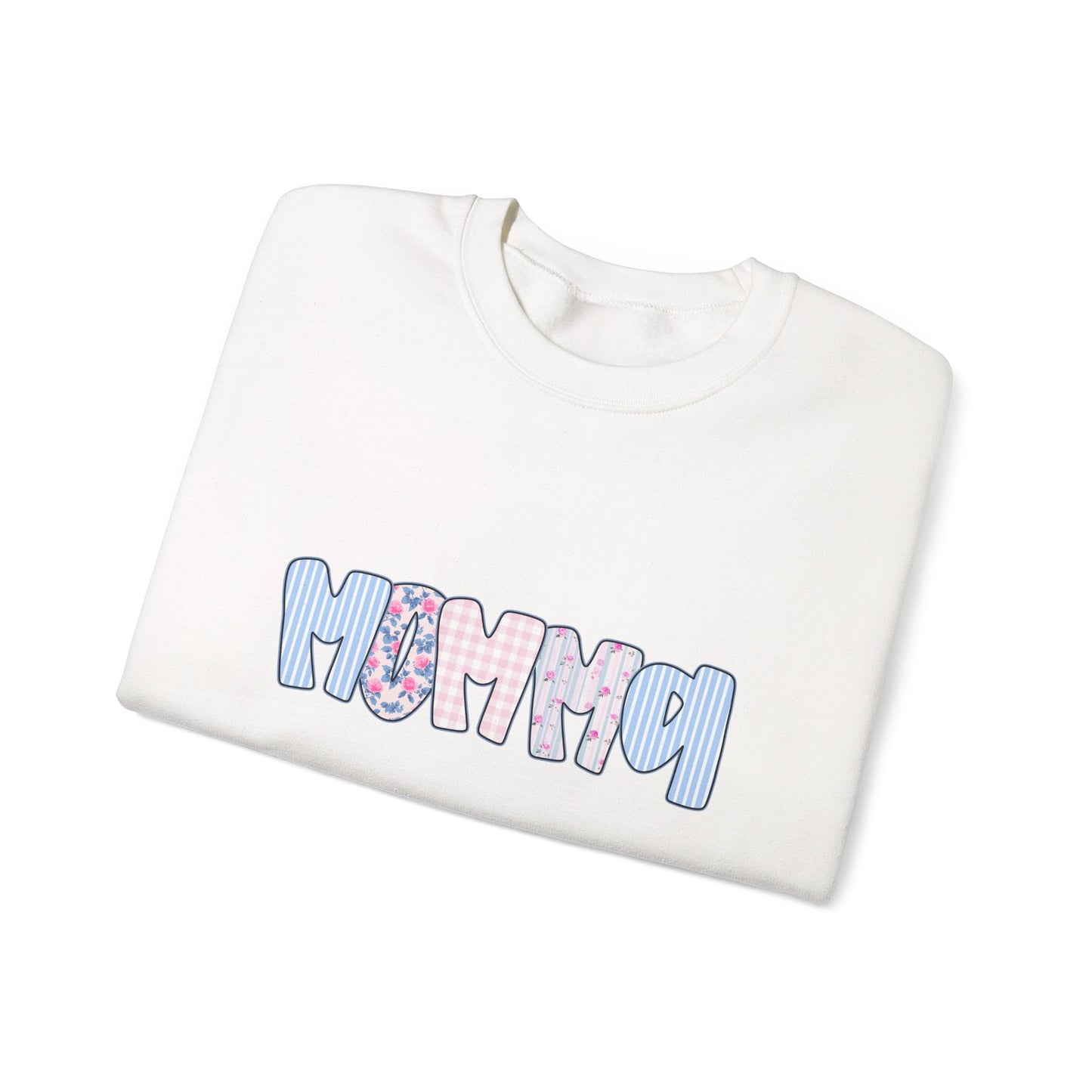 Momma Pink & Blue Floral Crewneck