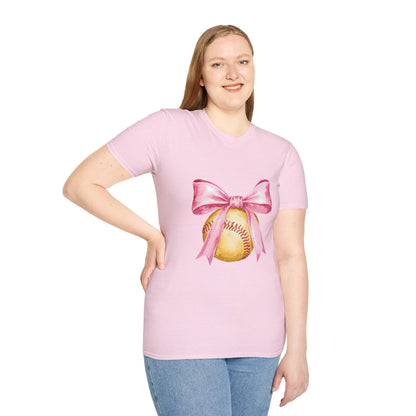 Pink Ribbon Baseball T-Shirt for Softball Lovers, Support Breast Cancer Awareness, Gift for Coaches and Players, Casual Wear