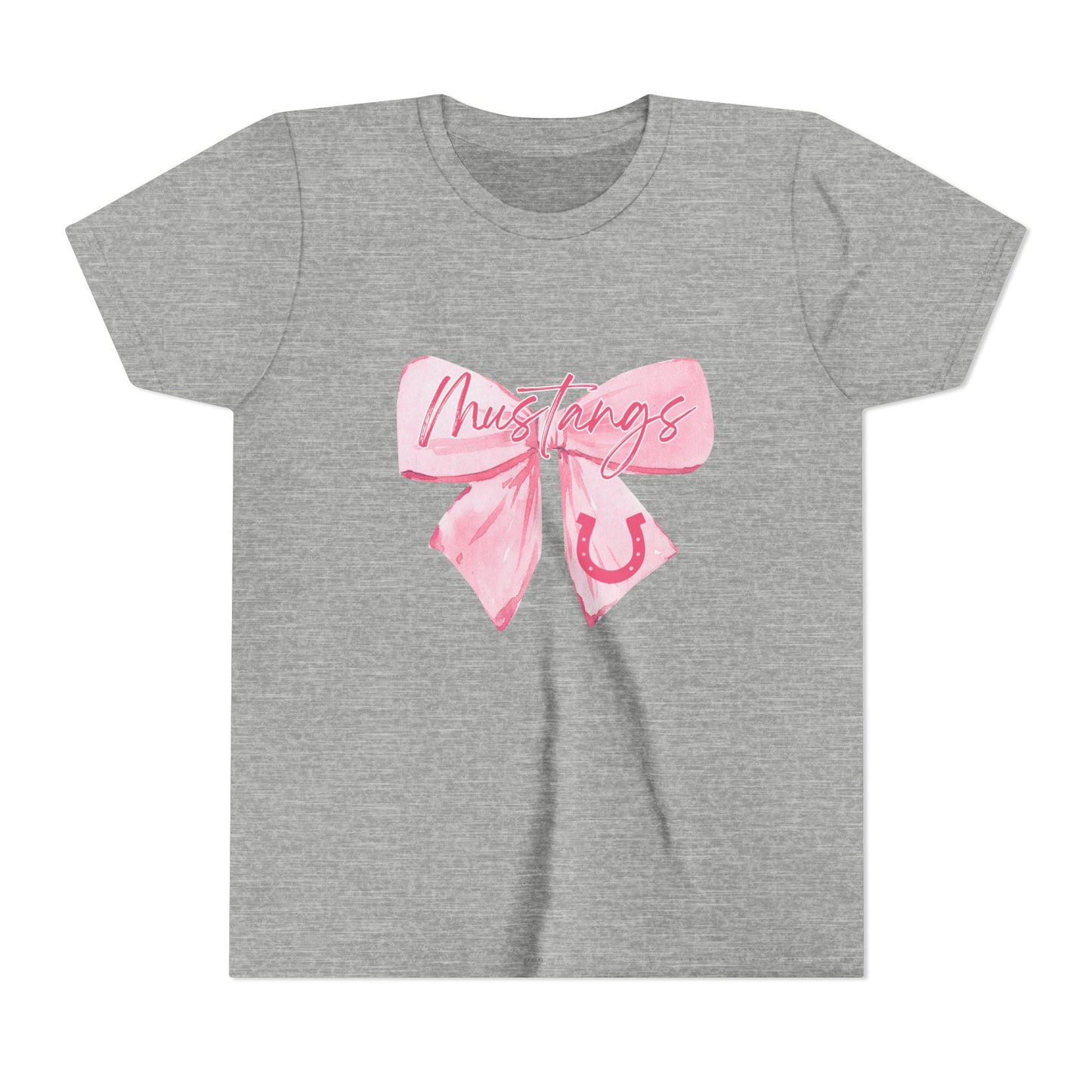 Pink Bow Mustangs Youth Tee, Perfect for Equestrian Lovers, Gift for Birthdays, Casual Wear, Rodeo Events