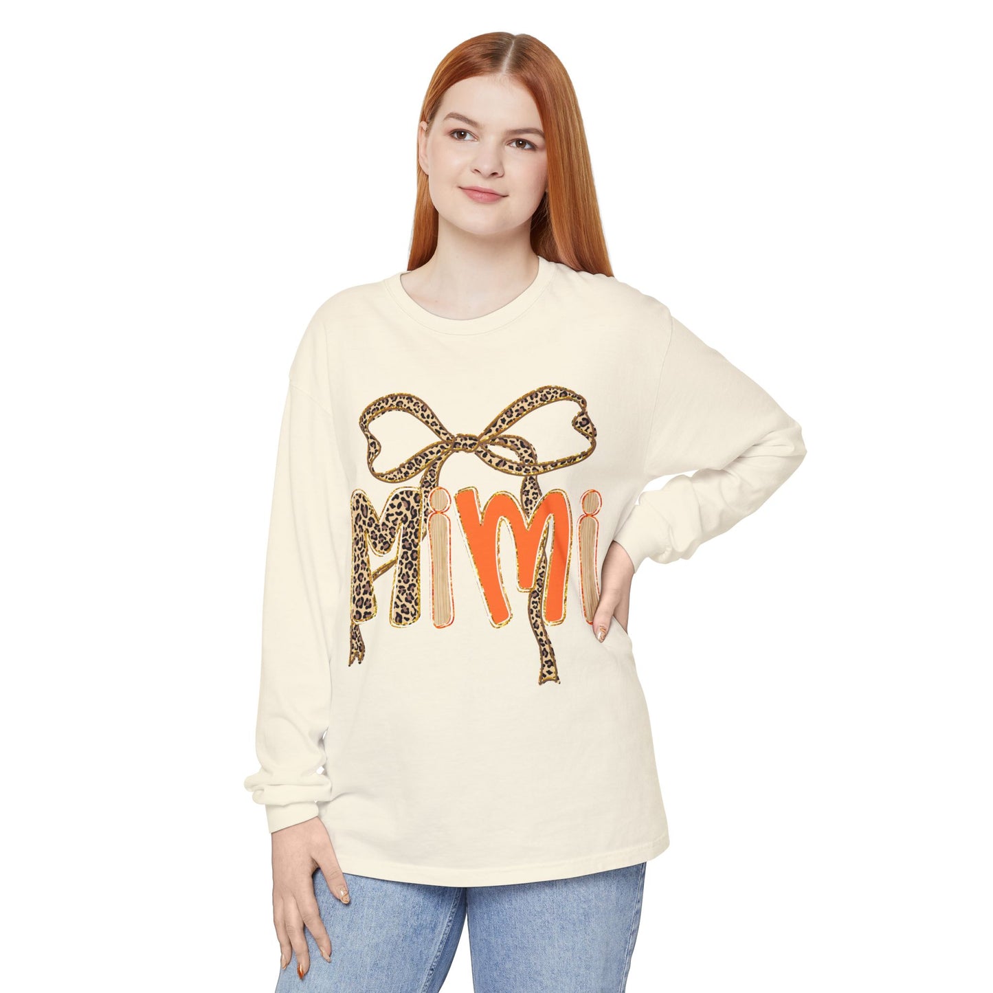 Mimi Long Sleeve T-Shirt, Garment-Dyed Tee, Perfect Gift for Moms and Grandmas, Casual Wear, Ideal for Birthdays or Mother's Day