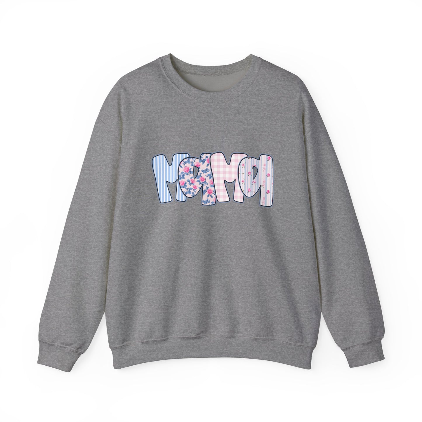 Mama Pink & Blue Floral Crewneck