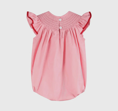 Pink Hearts Valentine Smocked Romper
