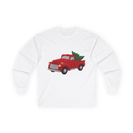 Retro Christmas Pickup Long Sleeve Tee Gildan