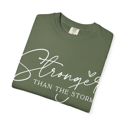 Unisex Motivational T-Shirt, Stronger Than the Storm Design, Inspirational Apparel, Casual Wear, Gift for Her, Positive Vibes