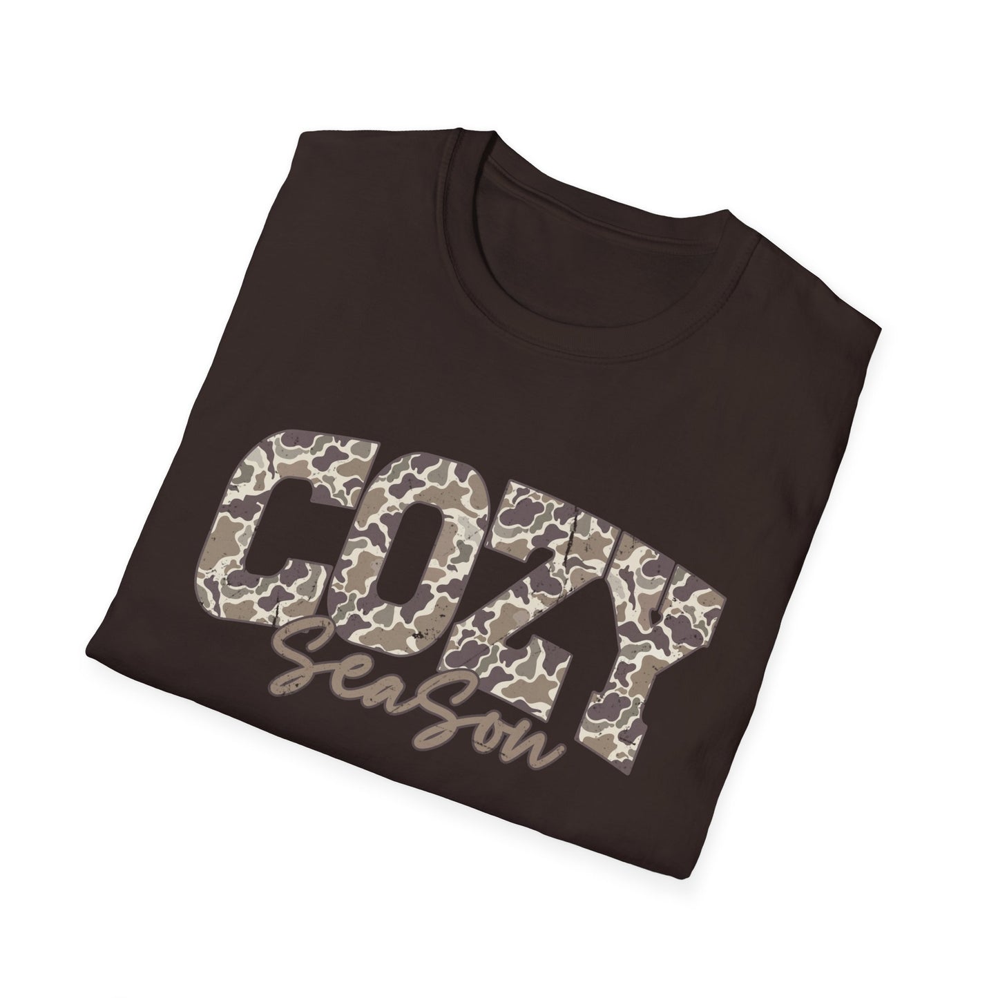 Cozy Season Camo GIldan Softstyle T-Shirt