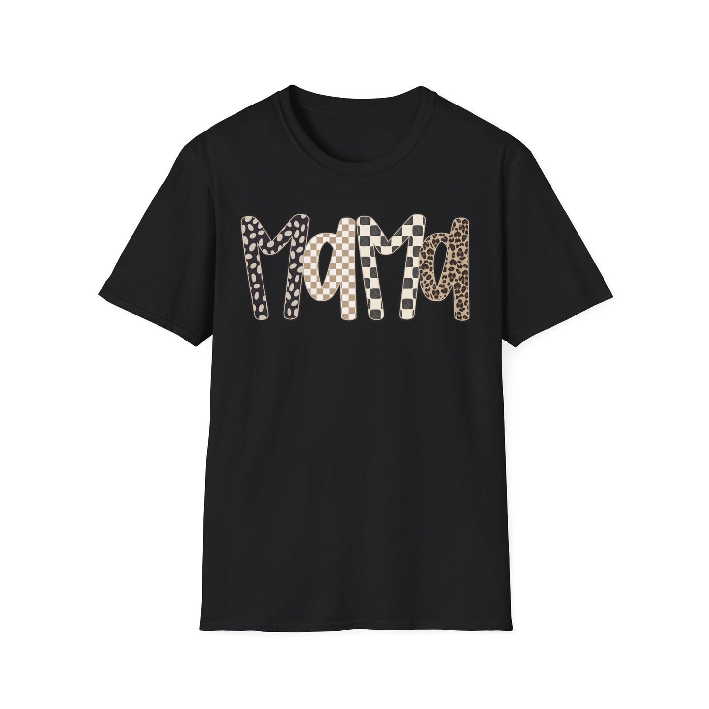 Mama Leopard & Checkered Print T-Shirt