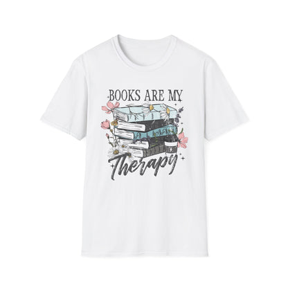 Books Are My Therapy Unisex Softstyle T-Shirt, Book Lover Gift, Reading Shirt, Literary Gift, Bookish Apparel, Cozy Outfit