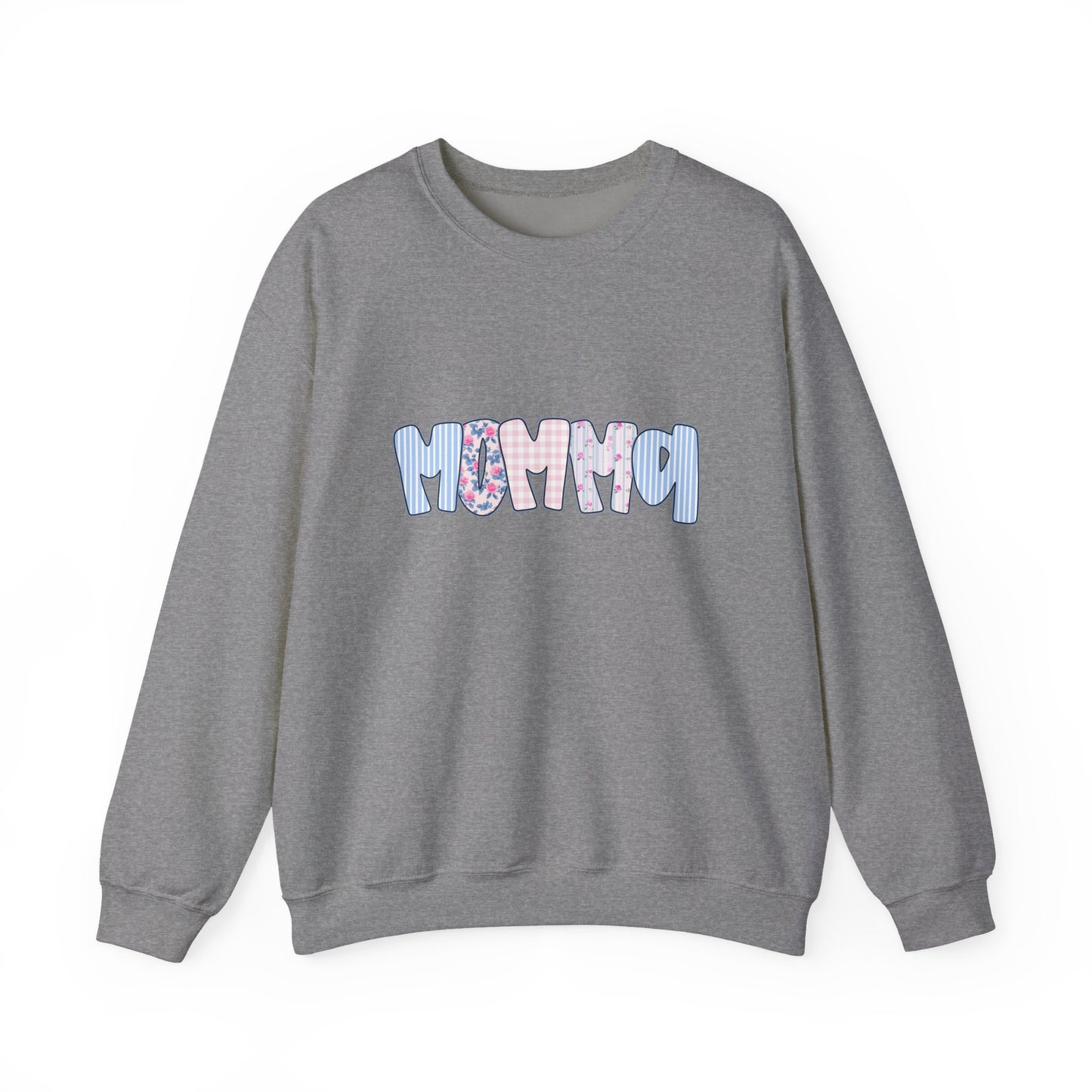 Momma Pink & Blue Floral Crewneck