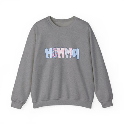 Momma Pink & Blue Floral Crewneck