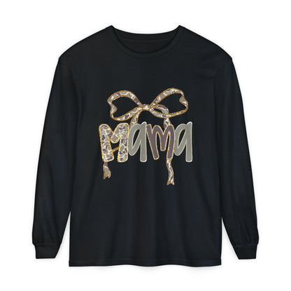 Mama Bow Long Sleeve T-Shirt, Comfortable Tee for Moms, Gift for Mother's Day, Casual Fashion, Everyday Wear