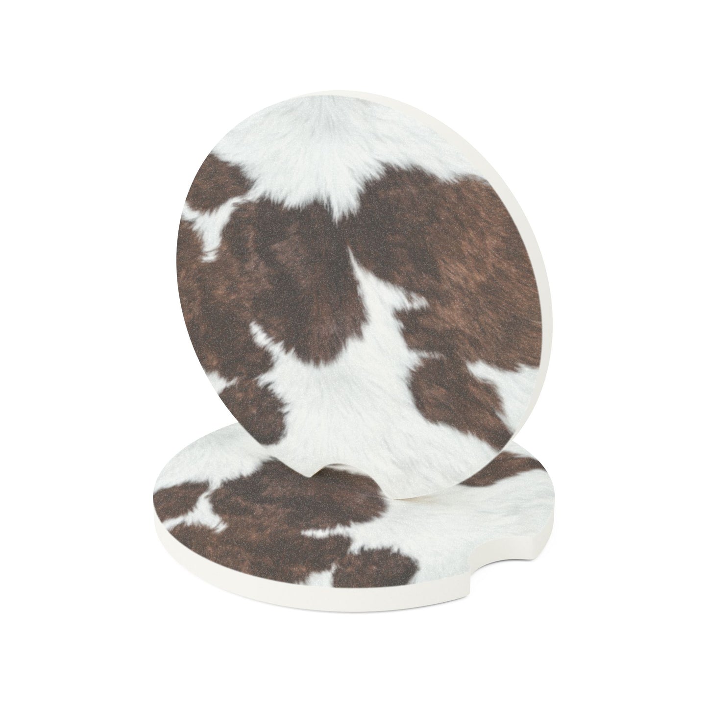 Cowhide Soapstone Car Coaster - Unique Car Accessory, Stylish Drink Holder, Home Decor, Gift for Cow Lovers, Car Accessories